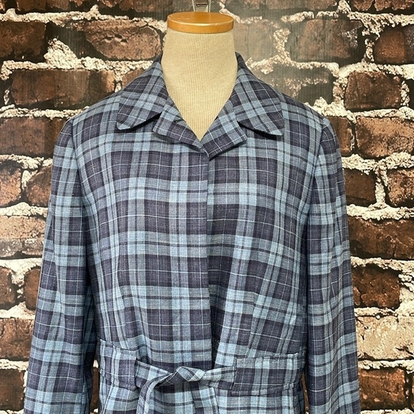 Davide Cenci Blazer Women's 10 Blue Plaid Jacket Button Collar Office Business - Picture 7 of 15